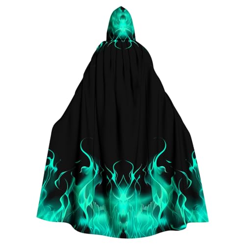 Mittelalter Umhang Damen mit Kapuze Lange Halloween Kostüm Erwachsene Unisex Kapuzenumhang Vintage Gothic Punk Mantel Poncho Kap Flammendruck Vampir Umhang Karneval Fasching Cosplay Kleidung von Susenstone