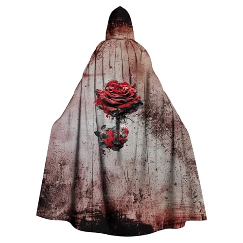 Mittelalter Umhang Damen mit Kapuze Lange Halloween Kostüm Erwachsene Unisex Kapuzenumhang Vintage Gothic Punk Mantel Poncho Kap Flammendruck Vampir Umhang Karneval Fasching Cosplay Kleidung von Susenstone