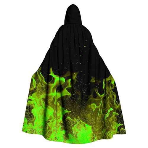 Susenstone Halloween Kostüm Mittelalter Umhang mit Kapuze Damen Herren Unisex Kapuzenumhang Flammendruck Blutspritzer Muster Vampir Umhang Maxi Cape Karneval Blutigem Fasching Cosplay Kleidung von Susenstone