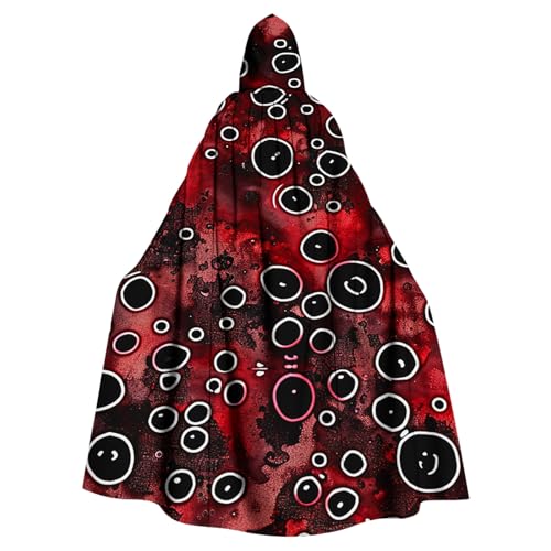 Susenstone Halloween Kostüm Mittelalter Umhang mit Kapuze Damen Herren Unisex Kapuzenumhang Flammendruck Blutspritzer Muster Vampir Umhang Maxi Cape Karneval Blutigem Fasching Cosplay Kleidung von Susenstone