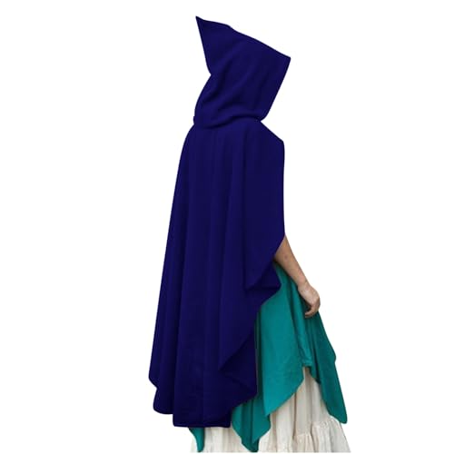 Susenstone Umhang Schwarz Mit Kapuze Satin, Halloween Kostüm Damen Umhang Kurz, Erwachsene Kinder Mittelalter Umhang, Asymmetrisch Kapuzenumhang Karneval Cape Mantel Cosplay Halloween Kleidung von Susenstone