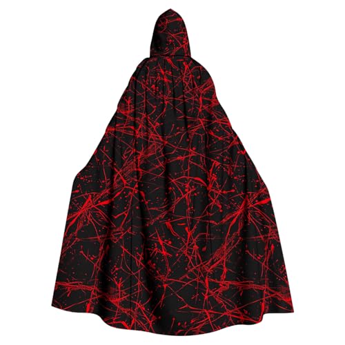 Susenstone Unisex Umhang mit Kapuze, Halloween Umhang für Erwachsene Cosplay Vampir Kostüm Halloween Mittelalter Umhang Langer Entsetzen Blutspritzer Muster Kapuzenumhang für Karneval Cosplay von Susenstone