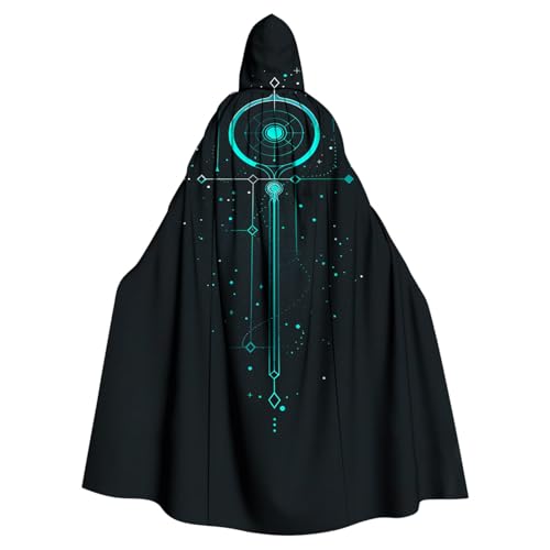 Susenstone Unisex Umhang mit Kapuze Halloween Kostüm Damen Monddruck Vampir Mittelalterliche Umhang Lange Kapuzenumhang Cape Herren Zauberer Umhang Gothic Cosplay Entsetzen Karneval Kostüm Sale von Susenstone