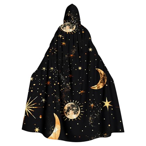 Susenstone Unisex Umhang mit Kapuze Halloween Kostüm Damen Monddruck Vampir Mittelalterliche Umhang Lange Kapuzenumhang Cape Herren Zauberer Umhang Gothic Cosplay Entsetzen Karneval Kostüm Sale von Susenstone