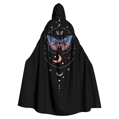 Susenstone Unisex Umhang mit Kapuze Halloween Kostüm Damen Monddruck Vampir Mittelalterliche Umhang Lange Kapuzenumhang Cape Herren Zauberer Umhang Gothic Cosplay Entsetzen Karneval Kostüm Sale von Susenstone