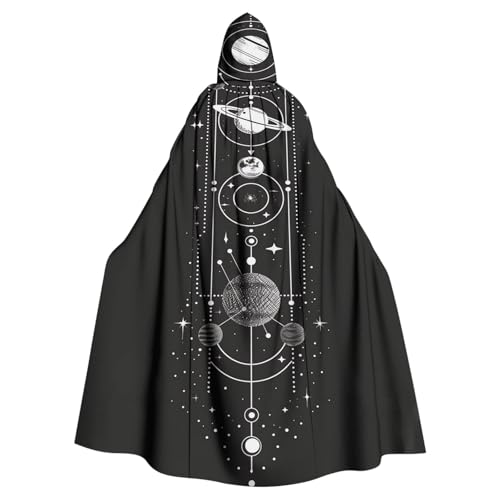 Susenstone Unisex Umhang mit Kapuze Halloween Kostüm Damen Monddruck Vampir Mittelalterliche Umhang Lange Kapuzenumhang Cape Herren Zauberer Umhang Gothic Cosplay Entsetzen Karneval Kostüm Sale von Susenstone