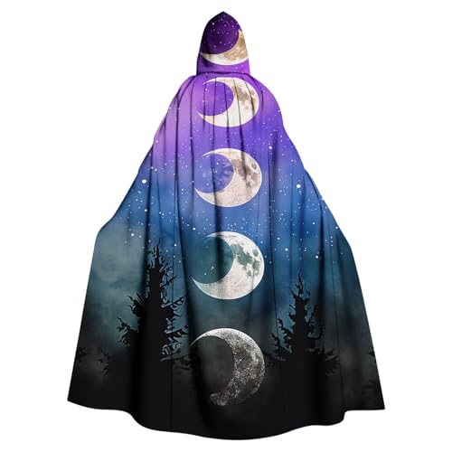 Susenstone Unisex Umhang mit Kapuze Halloween Kostüm Damen Monddruck Vampir Mittelalterliche Umhang Lange Kapuzenumhang Cape Herren Zauberer Umhang Gothic Cosplay Entsetzen Karneval Kostüm Sale von Susenstone