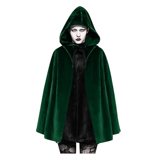 Umhang Mittelalter Damen Kurz Satin Umhang mit Kapuze Gothic Vampir Cape Mantel Vintage Robe Hexe Umhang Cloak Party Cosplay Uniform für Kinder Erwachsene Fasching Halloween Karneval Kostüm von Susenstone