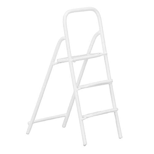 SustVita 1/12 Scale Dollhouse Accessory, Miniature Step Ladder, Metal 3 Step Ladder for Dollhouse Furniture and Mini House Decoration (White) von SustVita