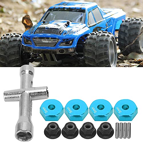 SustVita 12-mm-RC-Rad-Sechskantadapter, 5-mm-Sechskantadapter, Rutschfester M4-Mutternsatz und Kreuzschlüssel für 1/10 RC-Car-LKW (Blau) von SustVita