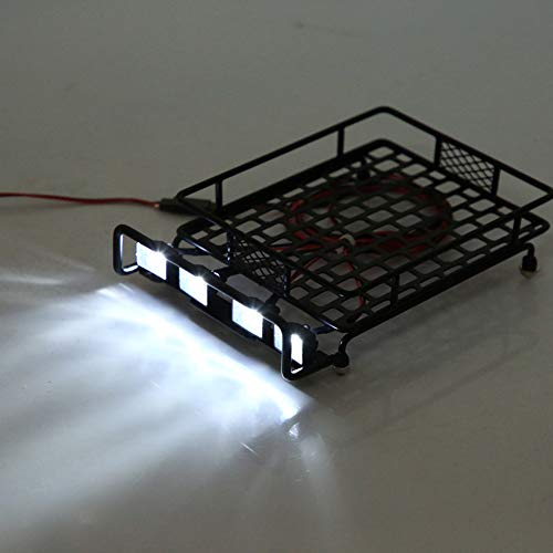 SustVita großer Metalldachträger, RC -Dachträger Gepäckträger mit LED -Licht quadratisch RC -Zubehör für 1/10 RC Crawler (4 White) von SustVita