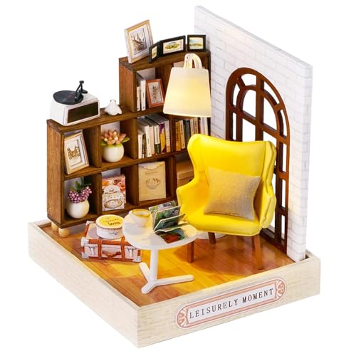 Sutinban Puppenhaus-Miniatur, DIY-Haus-Bausatz, Miniatur-Puppenhaus-Bausatz mit Möbeln, 3D-Tiny-House-Bausatz, kreativer Raum (Leisurely Moment) von Sutinban
