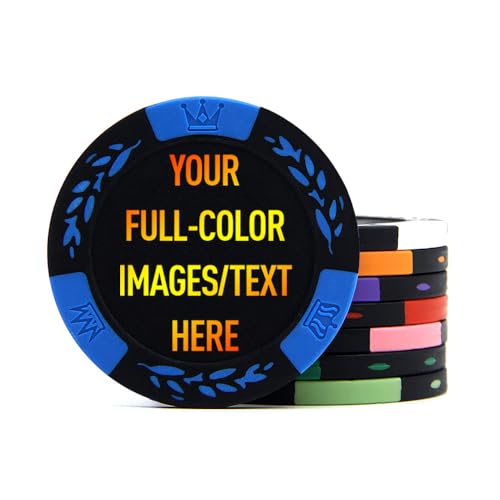 100 Premium Clay Poker Chips, personalisieren Sie Ihr Bild und Text, 11,5 g Casino Chips für Texas Hold'em, Blackjack Glücksspiel (blau) von SuyanhGift