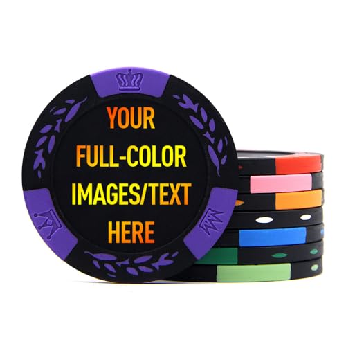 100 Premium Clay Poker Chips, personalisieren Sie Ihr Bild und Text, 11,5 g Casino Chips für Texas Hold'em, Blackjack Glücksspiel (lila) von SuyanhGift