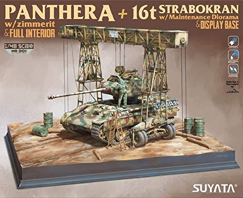 Suyata SYT.NO001 1/48 Panthera w/Zimmerit & Full Interior + 16t STRABOKRAN w/Maintenance Diorama & Display Base Plastic Model kit von Suyata