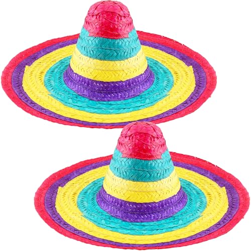 Swakuta Cinco de Mayo Festlicher Hut, riesiger Sombrero-Stoffhut, mexikanischer Strohhut für mexikanische Fiesta, Party-Outfit, Kopfbedeckung, 2 Stück (Farbset 2) von Swakuta