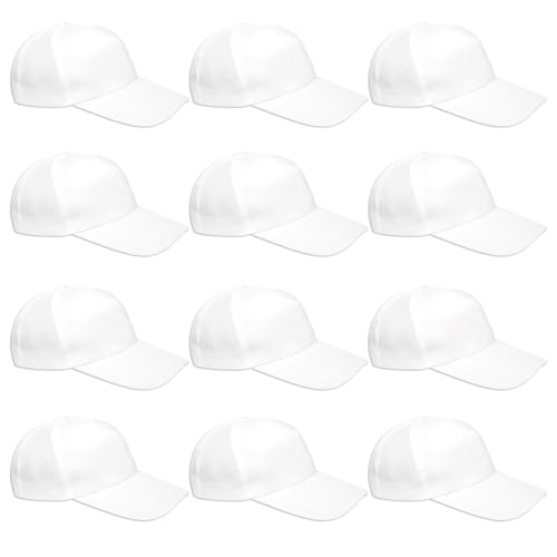 Swavitie 12 Stück Weiße Baseball Cap Kinder zum Bemalen DIY Kappe Kinder Baseballkappe Cap Blanko Hüte Cappy Graffiti Kappen zum Bemalen für Kinder Jungen Mädchen Erwachsene DIY-Malaktivitäten von Swavitie