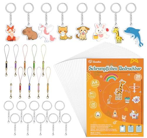 Sweelov 40 Stück Schrumpffolie Set-A4 Schrumpffolie Bedruckbar zum Basteln mit Blank Schrumpfplastik, Schlüsselbundzubehör für DIY Handwerk Dekorationen,Geschenk zum Schulbeginn Sweelov 40 Stück Schrumpffolie Set-A4 Schrumpffolie Bedruckbar zum Basteln mit Blank Schrumpfplastik, Schlüsselbundzubehör für DIY Handwerk Dekorationen,Geschenk zum Schulbeginn von Sweelov