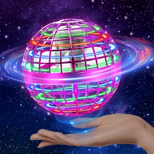 Fliegender Ball, Mini Drohne Für Kinder Flying Ball, Magic Spinner Ball RGB Licht Hover Ball, Boomerang Ball Flying Orb Hoverball, Drohne Spielzeug Geschenke für Jungen Mädchen Indoor Outdoor (Rosa) von Sweetone