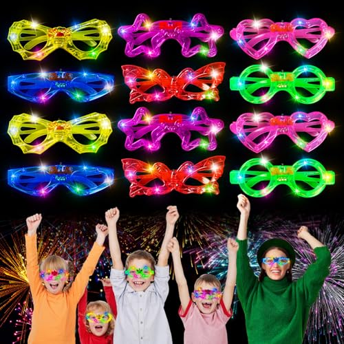 Sweetone LED Brille, 12 Stück Led Brillen für Party Neon Partybrillen Leuchtbrille Rave Brille Festival Led Sonnenbrille für Party, Geburtstagsfeier, EDM, Karneval, Mitgebsel Kindergeburtstag von Sweetone