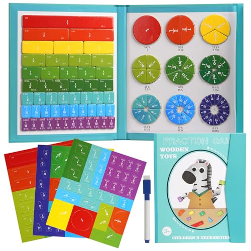 Magnetische Bruchrechnen Material, Montessori Material Mathematik, Magnetisches Buch Bruchteil Puzzle für Kinder, Mathe Grundschule Material, Mathe Spielzeug Kinder,Geschenke zur Einschulung von Sweetone