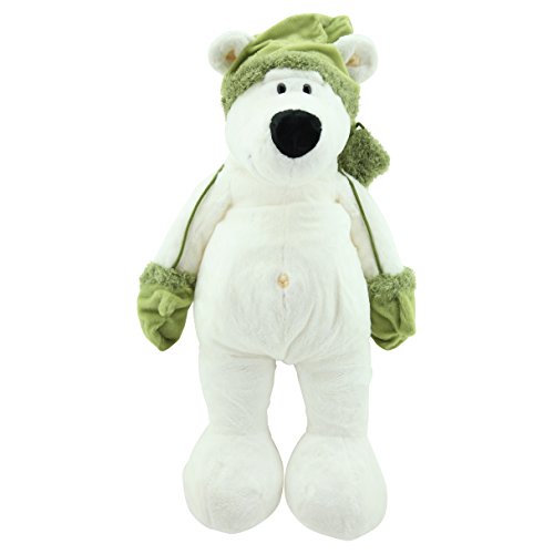 Sweety Toys 10257 Eisbär Teddybär 50 cm mit grüner Mütze und Handschuhen von Sweety Toys