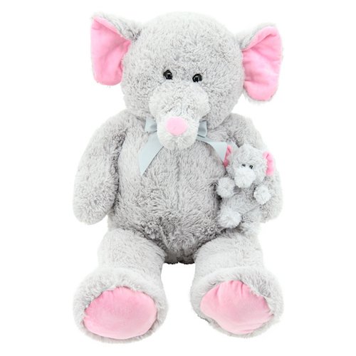 Sweety Toys 10394 Plüsch Elefant Kuscheltier 100 cm Mama mit Baby Soft, grau von Sweety Toys