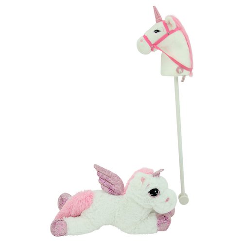 Sweety Toys 11018 Set Steckenpferd Einhorn & Einhorn Plüschtier 65 cm Weiss von Sweety Toys