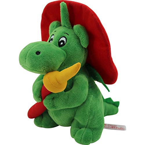 Sweety Toys 11025 Drache XL GRISU 20 cm mit Feuerwehrschlauch Feuerwehr Maskottchen Plüsch ca. 20 cm, grün von Sweety Toys