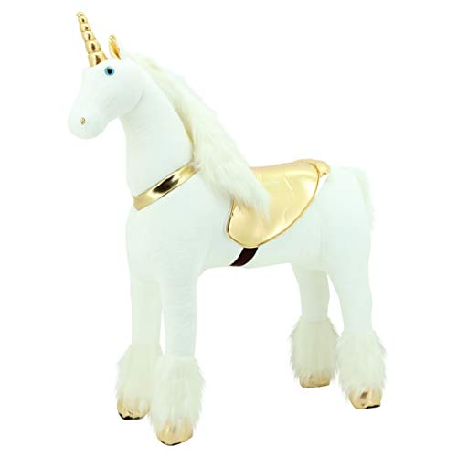 Sweety Toys 11308 Plüsch Stehpferd Einhorn stabiles Robustes XXL Riesenpferd Höhe 125 cm Pferd Reitpferd mit Stahlunterbau von Sweety Toys