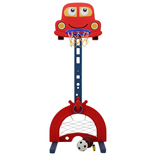 Sweety Toys 12756 Basketballkorb rot 3 in 1 Produkt- Ringe werfen, Fußballtor, Basketball von Sweety Toys