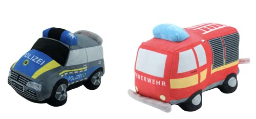 Sweety Toys 14064 Plüsch Feuerwehrauto und Polizei Plüschtier im Set von Sweety Toys