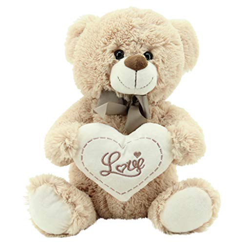 Sweety Toys 3877 Teddy Kuschelbär Plüschbär Herzbär LOVE, supersüss mit Herz hochwertige Stickerei " LOVE" beige-braun von Sweety Toys