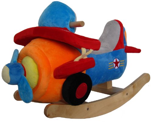 Sweety-Toys 4751 Schaukeltier Schaukelpferd,supersüss Flugzeug, Soft Plüsch,mit Sound 4-Fach Sweety-Toys,robust von Sweety Toys