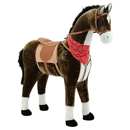 Sweety Toys 5048 Reitpferd, das riesige Pferd zum Reiten, Reittier Stehpferd , Mädchentraum, Spielpferd, Farbe chocolate braun, Größe ca. 105 cm von Sweety Toys