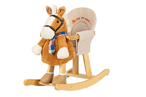 Sweety Toys 7066 Schaukeltier Schaukelpferd mit Halstuch orange-braun - 2 in1 Produkt- Schaukelpferd und Handpuppe von Sweety Toys