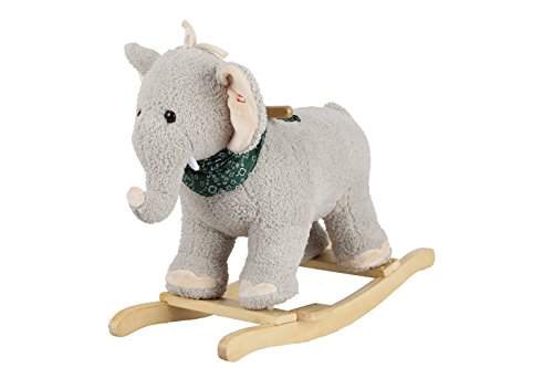 Sweety Toys Schaukelelefant Elefant grau mit Halstuch mit Lullaby Musik, Schaukelpferd, 83 cm x 60 x 40 cm, für Kinder ab 3 Jahren, unisex, Kinder von Sweety Toys