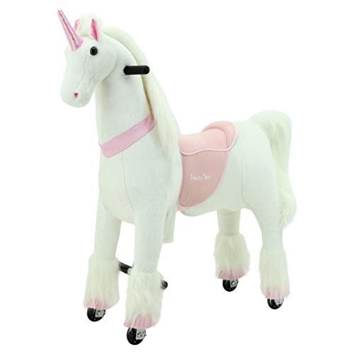 Sweety Toys Plüsch 7264 Reittier groß Einhorn auf Rollen für 4 bis 9 Jahre-Riding Animal, Weiss von Sweety Toys