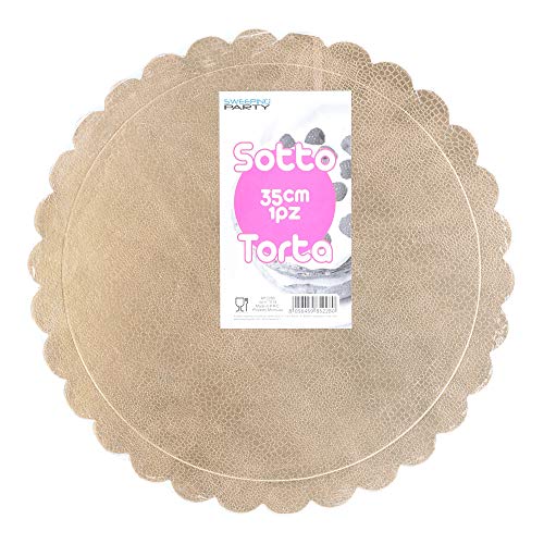 Swepping Party Torte Rund aus Karton, Gold 1 Stück, 35 cm, MVT811 von Swepping Party