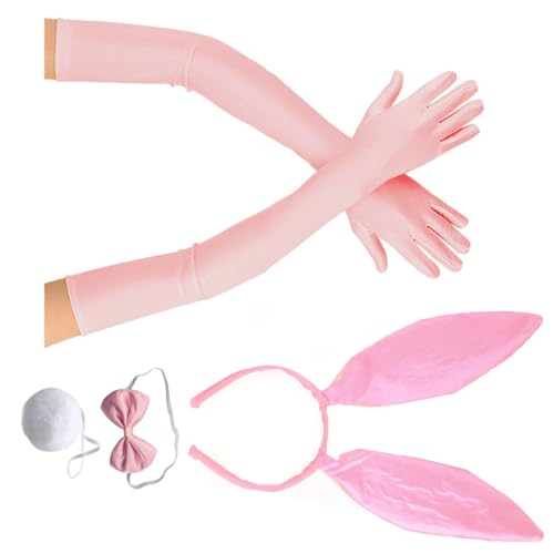 Lange Hasenohren Stirnband Fliege Kaninchen Kostüm Set Club Party Outfit Bühnenanzug Weibliches Rollenspiel Kostüm Halloween Kostüm von Swetopq