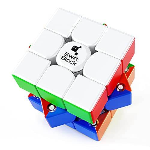 Swift Block 355S Original Zauberwürfel Magnetisch Cube 3x3 Speed Cube Stickerless mit 48 Magnete/5 Stufen Elastischen Anpassung/Flügelförmig IPG/Magnetkabinen, Magic Cube für Kinder Erwachsene von Swift Block