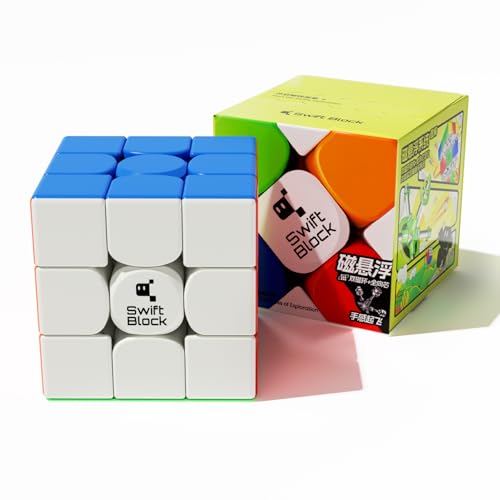 Swift Block 355M Original Zauberwürfel Magnetisch Cube 3x3 Speed Cube Stickerless mit 48 Magnete/5 Stufen Elastischen Anpassung/Flügelförmig IPG/Magnetkabinen, Magic Cube für Kinder Erwachsene von Swift Block