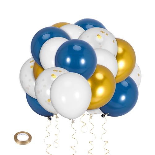 Swiixxer Marine Blaue und Goldene Konfetti Ballons, Geburtstag Ballons für Feier Absolvierung Feier Ballons Dekorationen von Swiixxer