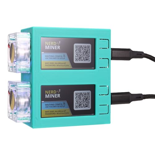 Swiixxer NerdMiner V2 Miner 78KH/S*2 Dual Screen BTC Solo Lottery Miner Bitcoin Nerd Miner Miner mit Leuchtendem Lüfter D von Swiixxer