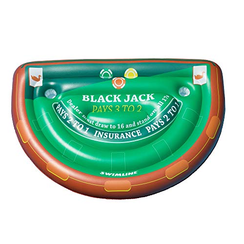 Aufblasbares Blackjack-Tischspiel mit wasserfesten Karten, 152,4 cm, Grün und Braun von Swim Central