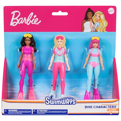 SwimWays Barbie Tauchfiguren, 3er-Pack, Schwimmbad-Zubehör und Kinder-Pool-Spielzeug, Pool-Partyzubehör und Wasserspielzeug für Kinder ab 5 Jahren von Swim Ways