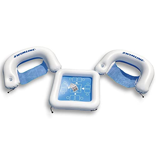 Swimline 90675 Schwimmende (Spielstation mit Wasserdichten Karten, Weiß/Blau, Large von Swimline