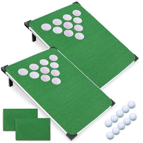 Swing Sports Golf Pong Spiel – Indoor oder Outdoor Golf Pong Chipping Spiel mit tragbaren Brettern, Rasenmatten, Bällen und Bechern von Swing Sports