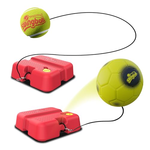 Swingball 2-in-1 All Surface Reflex Fußball- und Tennis-Trainer für Outdoor-Spaß, Fußballtrainer, mit festgebundenem Tennisball und Paddel von Swingball