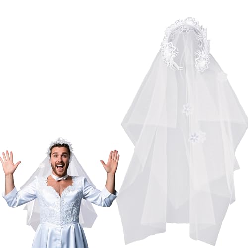 Männer Brautschleier, Männer Hochzeit Schleier Geist Brautschleier Stirnband für Cosplay Halloween Männer Brautschleier, Männer Hochzeit Schleier Geist Brautschleier Stirnband für Cosplay Halloween von SwirlColor